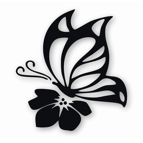 Farfalla fiore adesivo - su,