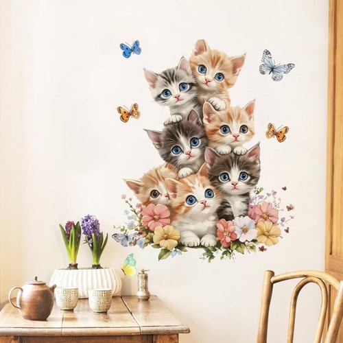 Adesivi farfalla fiore - farfalla, gatto