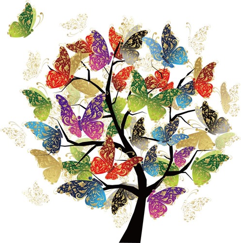 Adesivo albero farfalla - adesivo,