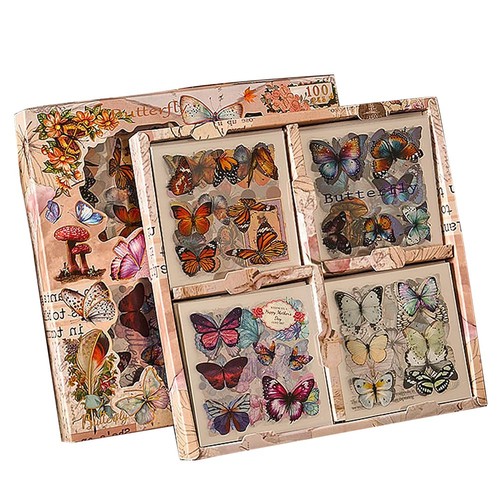 100 fogli adesivi vintage - fogli,