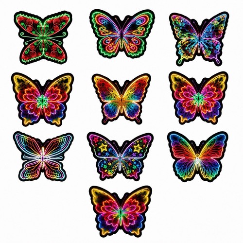 10x adesivi farfalla neon - 10x,